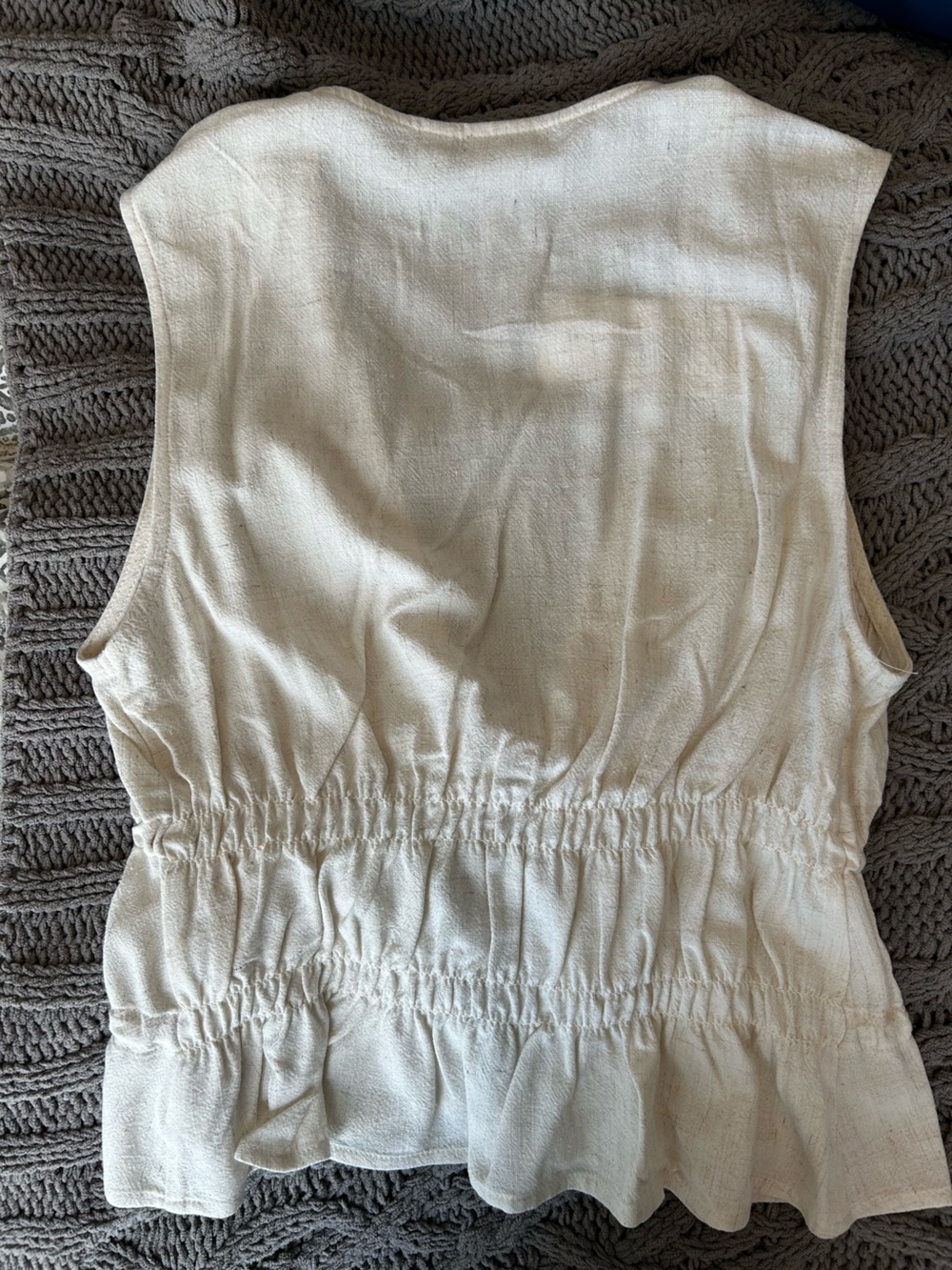 BNWT Rhythm Oat Tie-Front Linen-Blend Top size M - Picture 4 of 6